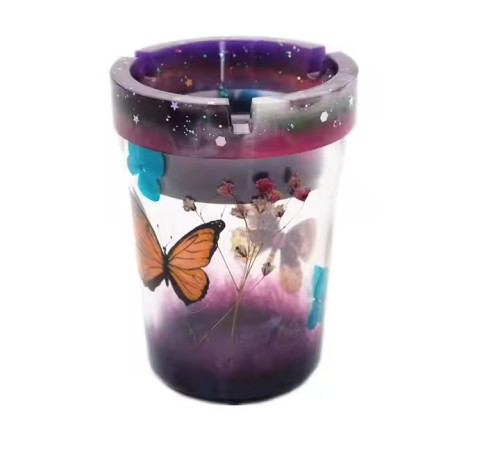 DIY Crystal Resin Drop Rubber Ashtray Double -Layer Vehicle Ashtray Mirror Silicone Mold