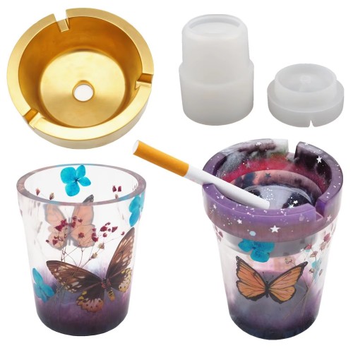 DIY Crystal Resin Drop Rubber Ashtray Double -Layer Vehicle Ashtray Mirror Silicone Mold