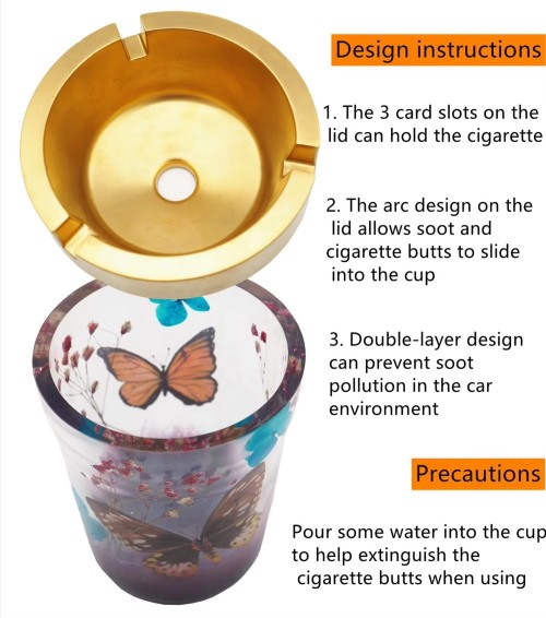 DIY Crystal Resin Drop Rubber Ashtray Double -Layer Vehicle Ashtray Mirror Silicone Mold