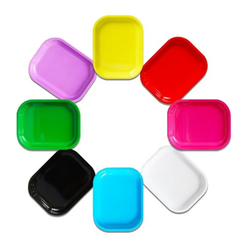 Wholesale High Quality Full Custom Printed Plain Herb Tobacco Metal Tin Rolling Tray Melamine Plates