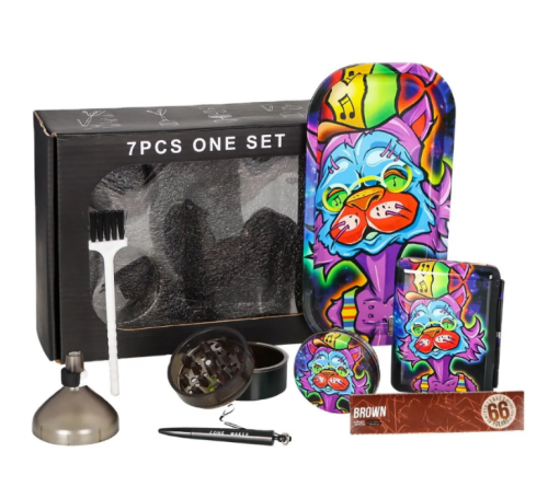 7 in 1 Custom Logo Portable Hot Sale Smoking Kit Rolling Tray Set