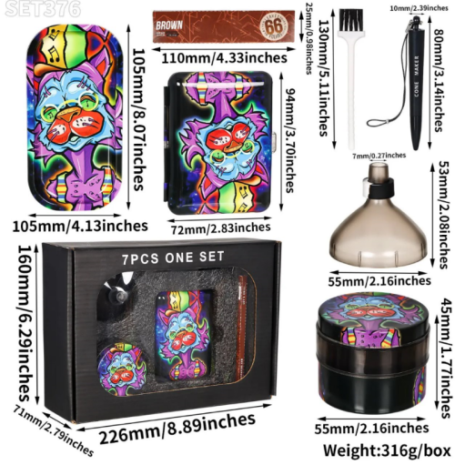 7 in 1 Custom Logo Portable Hot Sale Smoking Kit Rolling Tray Set