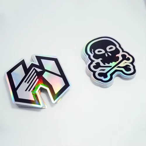 Custom Adhesive Waterproof logo Hologram Holographic Waterproof Mini Stickers Laptop Decorative Animation Stickers
