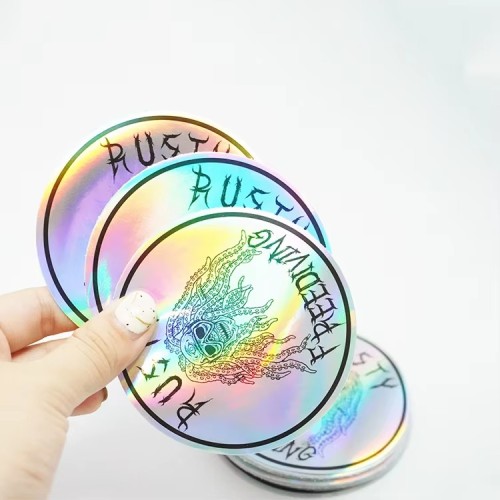 Custom Adhesive Waterproof logo Hologram Holographic Waterproof Mini Stickers Laptop Decorative Animation Stickers