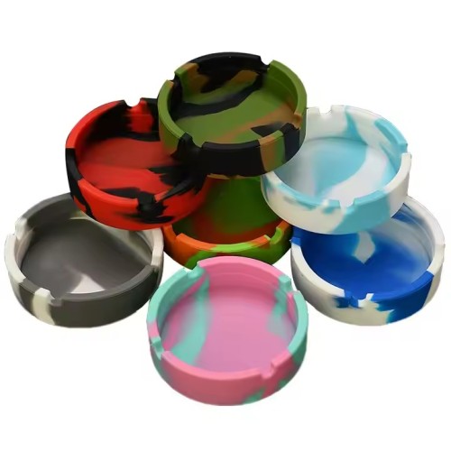 Customized Unbreakable Silicone Round Ashtray for Indoor or Outdoor Smoking Accessories Custom Ashtray