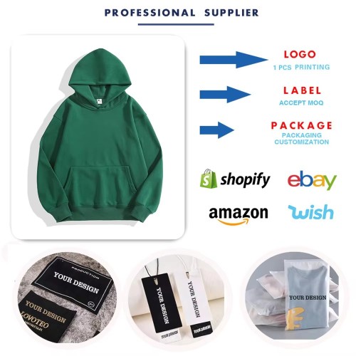 Plus Size Men's Hoodies 100% Cotton Blank Hoody Custom Printing Your Brand Logo Fleece Oversized Pullover Hoodie