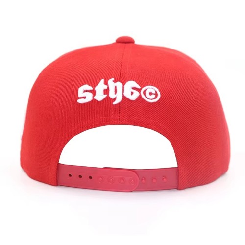 Factory Direct Retro Hat Buckle Custom 3D Embroidered Red Men's Hip Hop Snapback Hat
