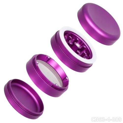 Wholesale Custom Logo Aluminum Alloy Metal Green Black Purple Gold Color 63MM 4 Parts Layers Herb Grinder