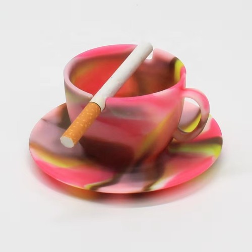 Custom logo Printing Luminous Camouflage Color Cup Shape Silicon Ashtrays Glow in the Dark Silicone Table Ashtray