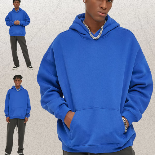 Customized logo Oversized Velvet Thickened Hoodie Trendy Brand Loose Fleece Lining 350gsm Hoodie for Men