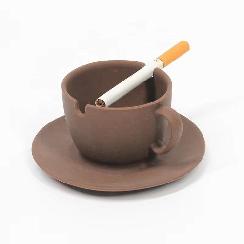 Custom logo Printing Luminous Camouflage Color Cup Shape Silicon Ashtrays Glow in the Dark Silicone Table Ashtray