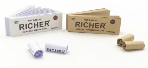 50 Booklets 60*20MM Richer Natural Unrefined Tips Rolling Paper Filter Tips 50 Leaves/Booklet