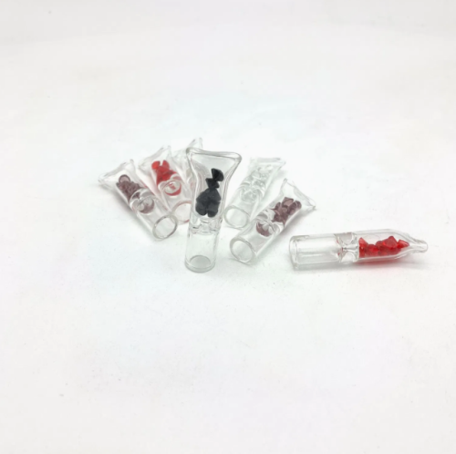 Flat Mouth Glass Smoking Filter Tips Hookah Paper Smoking Blunt Borosilicate Glass Joint Tip