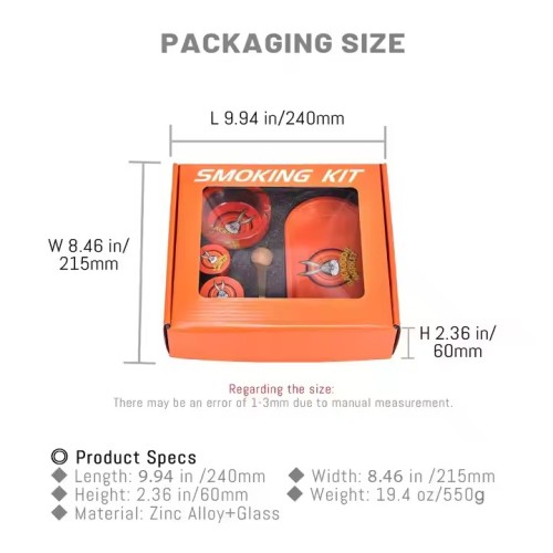 Smoking Accessories Metal Rollings Tray Sttash Jar Herb Grinder Glass Ashtray Custom LOGO Smoking Set Kit