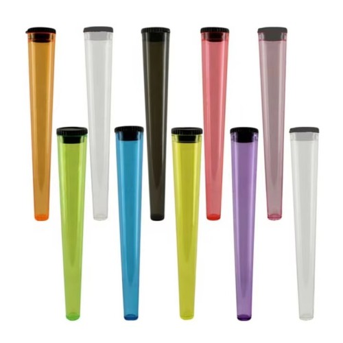 Custom Pre Pop Top Tube Container Child Resistant 116mm 120mm Clear Plastic Roll Tubes Packaging