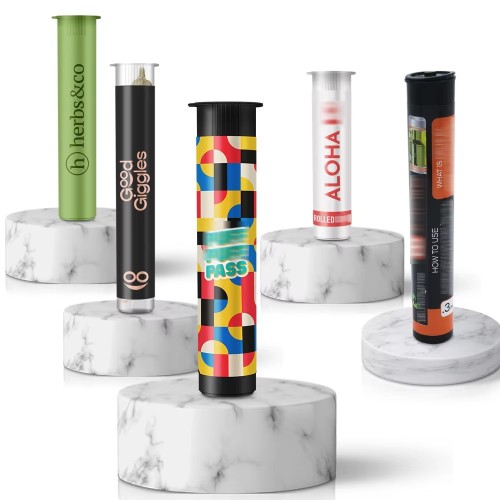 Custom Pre Pop Top Tube Container Child Resistant 116mm 120mm Clear Plastic Roll Tubes Packaging