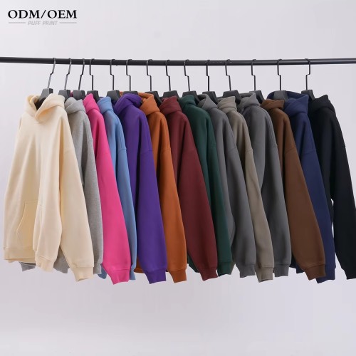 Heavy Polyester Cotton Thick Heavyweight Puff Print Hoodie Blank High Quality Hoodies