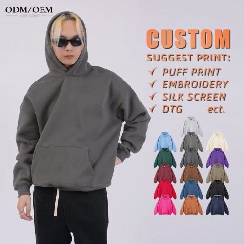 Heavy Polyester Cotton Thick Heavyweight Puff Print Hoodie Blank High Quality Hoodies
