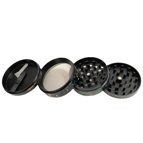 New Full Printing 63mm Zinc Herb Grinder Custom Logo Metal Manual Dry Smoke Grinder Wholesale Smoking Accessories