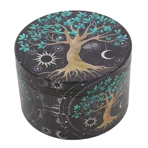 New Full Printing 63mm Zinc Herb Grinder Custom Logo Metal Manual Dry Smoke Grinder Wholesale Smoking Accessories