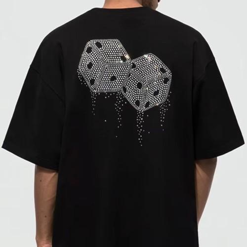 Personalized Rhinestone Tshirts Bling Pearls Iron on Tshirts Custom Brand Logo Rhinestone Tshirts for Men