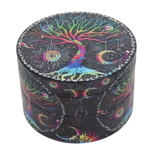 New Full Printing 63mm Zinc Herb Grinder Custom Logo Metal Manual Dry Smoke Grinder Wholesale Smoking Accessories