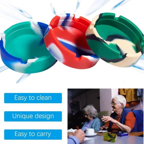 Modern Cute Silicone Ashtray with Customized Round Mold Portable Cigar Ashtray for Smoke Printed Logo