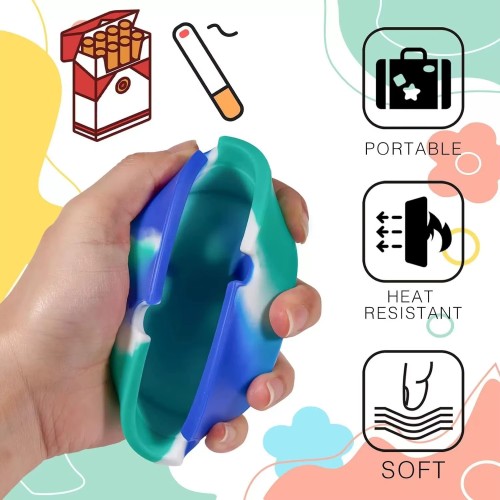 Modern Cute Silicone Ashtray with Customized Round Mold Portable Cigar Ashtray for Smoke Printed Logo