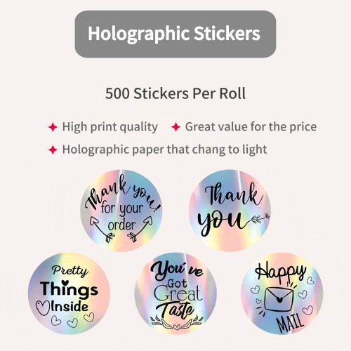 Custom Logo Label Holographic Sticker 2.5cm Small Business Vinyl Die Cut Packaging Labels with Custom Printing