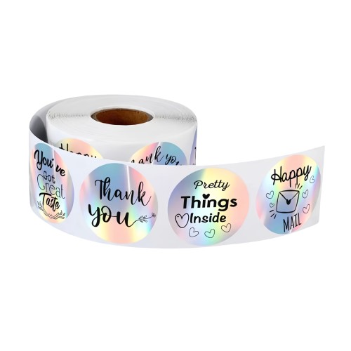 Custom Logo Label Holographic Sticker 2.5cm Small Business Vinyl Die Cut Packaging Labels with Custom Printing