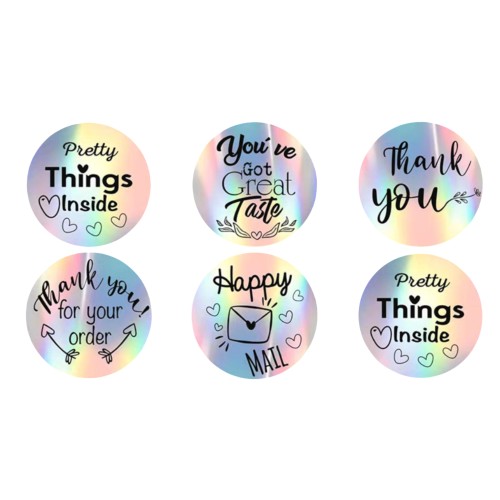 Custom Logo Label Holographic Sticker 2.5cm Small Business Vinyl Die Cut Packaging Labels with Custom Printing