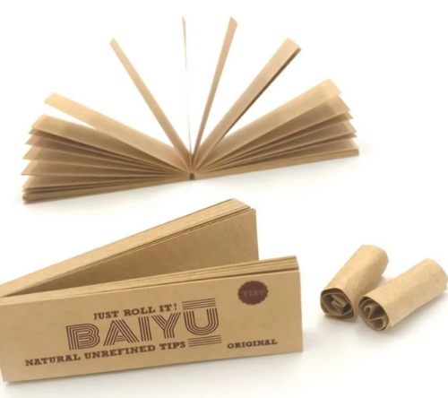 50 Disposable Kraft Paper Filter Tips for Smoking Simple Style Per Booklet