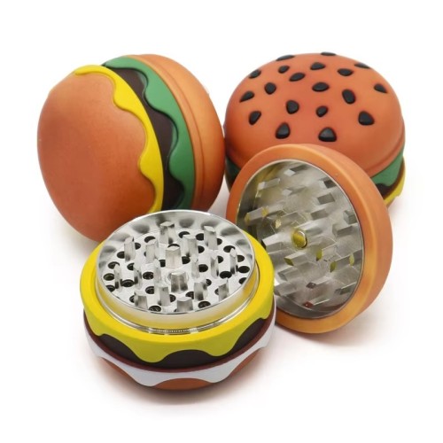  New Arrival Zinc Alloy Hamburger Grinder Wholesale Custom Logo Sharp Teeth Herb Grinders for Smoking