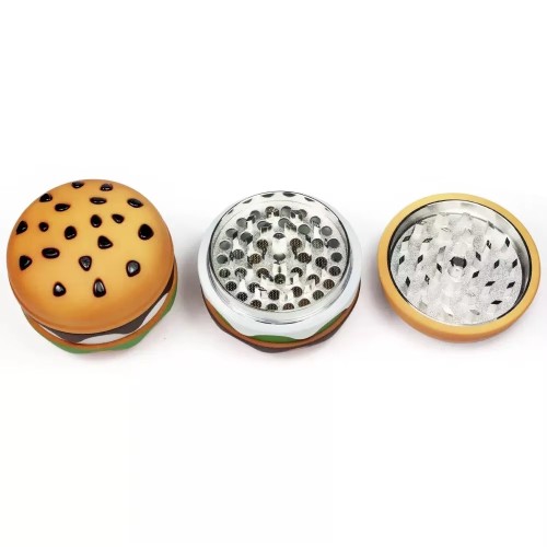  New Arrival Zinc Alloy Hamburger Grinder Wholesale Custom Logo Sharp Teeth Herb Grinders for Smoking