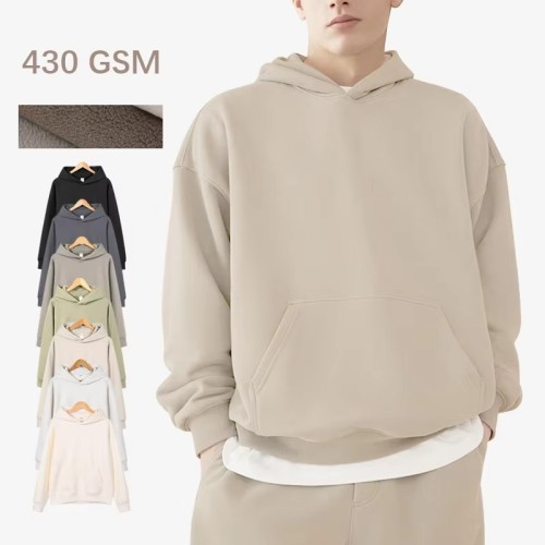 High Quality Oversized Drop Shoulder Hoodie Stringless Heavy Weight 430gsm Cotton Stringless Men's Hoodie