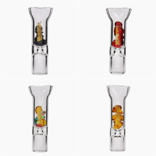 Glass Mouth Filter Tips with Diamond Tobacco Smoking Dry Herb Holder Thick Pyrex Glass Flat Mouth Filter Tips 8mm