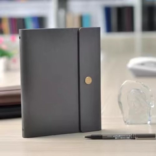 OEM Customized Style Gold Poke Card Folder Nice A6 PU Leather Notebook