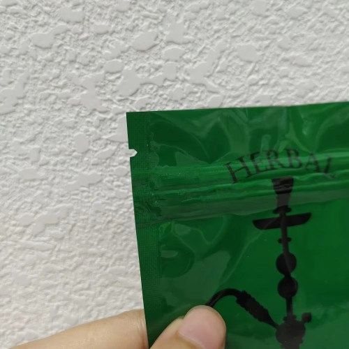 Custom Glossy Green Color Plastic 3 Side Sealed Tobacco Herbal Hookah Bag with Zipper