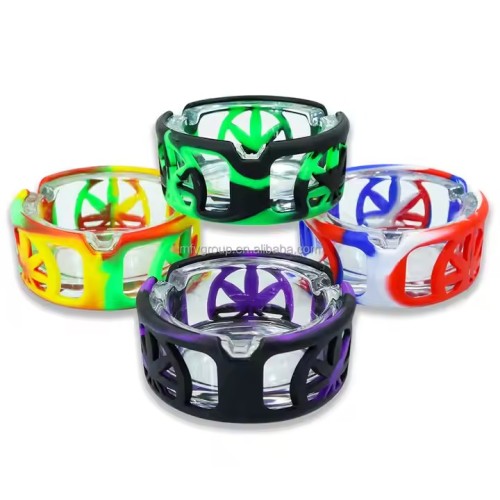 Custom Logo Cigar Ashtray Crystal Glass Round Ash Tray