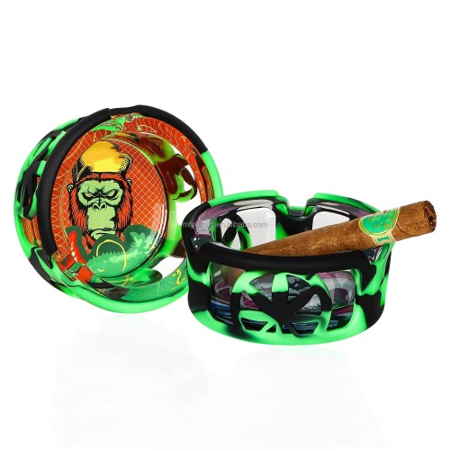 Custom Logo Cigar Ashtray Crystal Glass Round Ash Tray