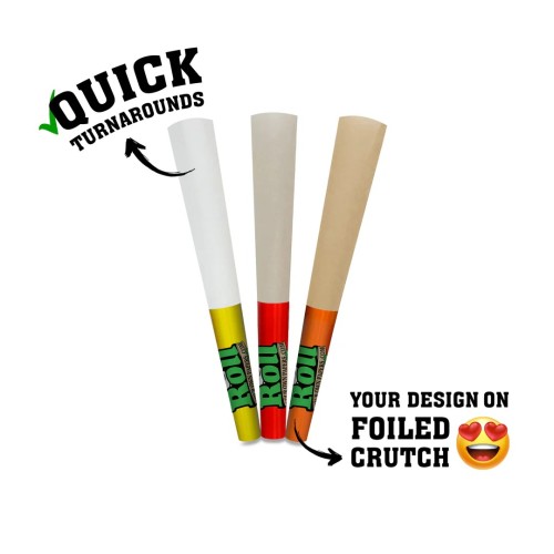 Custom Pre Rolled Cones Printing on 26MM Tips in Tower Box Packaging (1000CT)