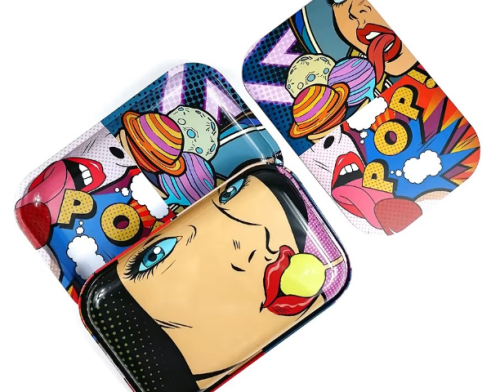 Wholesale Custom Metal Rolling Tray 18x12.5cm Could with Magnetic Lid