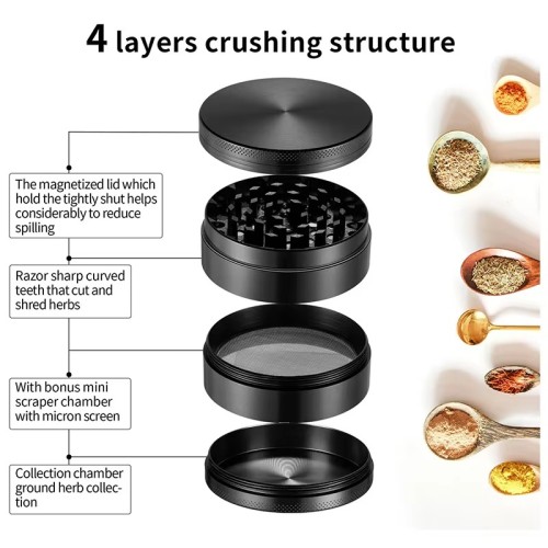 Automatic Customized Logo Mini Zinc Metal Alloy Herb Grinder Crusher Smoking Lapping Machine Tobacco Metal Grinders