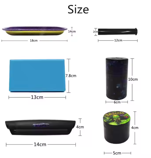 Portable Custom Logo 6 in 1 Smoking Kit Tobacco Bag Sets With Scale Rolling Tray Stash Jar Smoking Accessories Kit