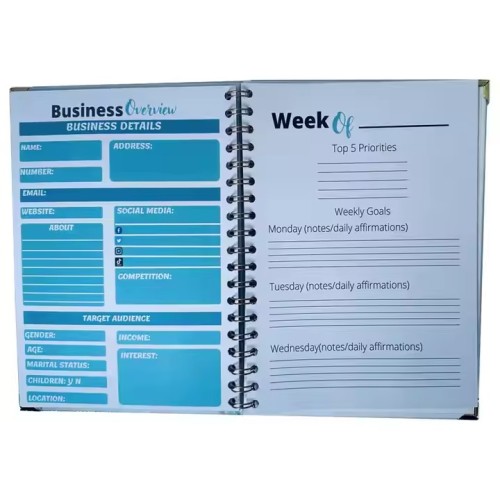 Customised Branded Notebook PVC Spiral Hardcover Journal Planner/desk Appointment 3 Ring Binder Journal Print Book