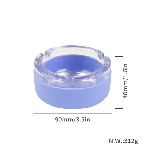 Wholesale Top Sale Glass Ashtray with Non-slip Silicone Bottom Cover Custom Logo Silicone Cigar Ashtray