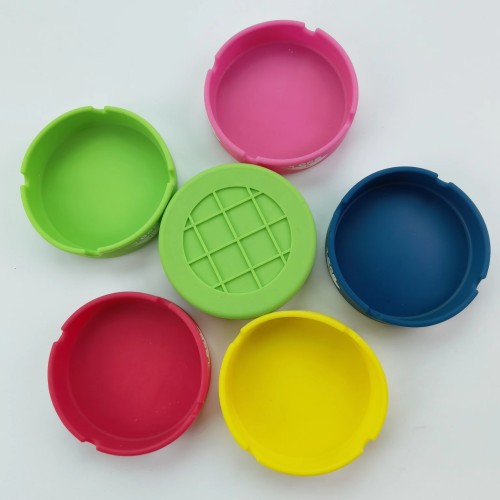 Round Silicone Ashtray 10*2.5CM Size Custom Printing logo Easy Clean Smoking Ashtray for Cigar Holder