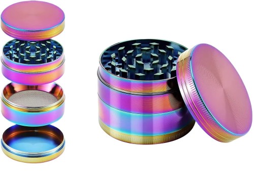 Custom logo Metal Stainless Steel 4 Piece Layers Modern Mini Black Hand Tobacco Herb Grinder Crusher Smoking Herbal