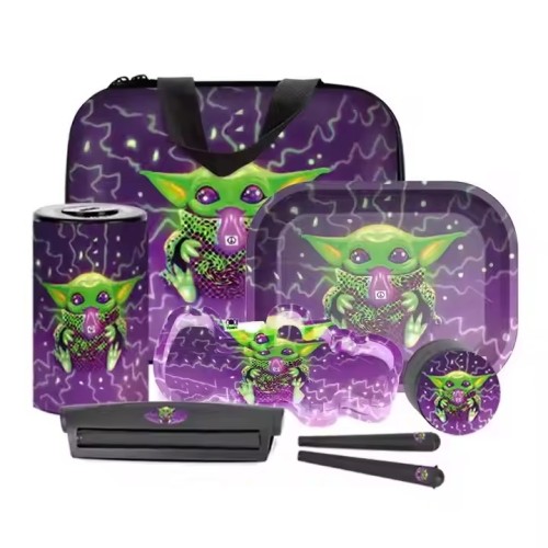 Free Samples Wholesale 4 in 1 Smoking Accessories Set Cigarette Herb Rolling Tray Grinder Smoking Kit Set