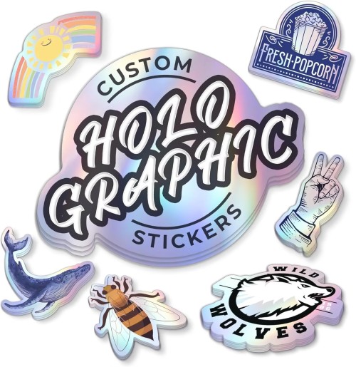 Custom Logo Stickers Customizable Waterproof Holographic Die Cut Stickers